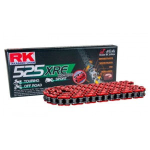 RK ŁAŃCUCH NAPĘDOWY BB525XRE-124 (XW-RING) ZAKUWKA (CLF) W ZESTAWIE KOLOR CZERWONY