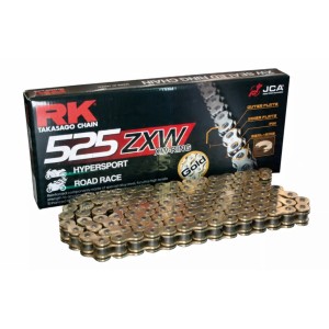 RK ŁAŃCUCH NAPĘDOWY 525ZXW-116 (XW-RING) ZAKUWKA (CLF) ZESTAW KOLOR ZŁOTY