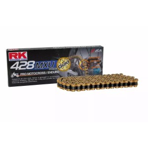 RK ŁAŃCUCH NAPĘDOWY (ENDURO) GB428MXU-136 ZAPINKA ZESTAW KOLOR ZŁOTY (DO 150 CCM) (27 KN)