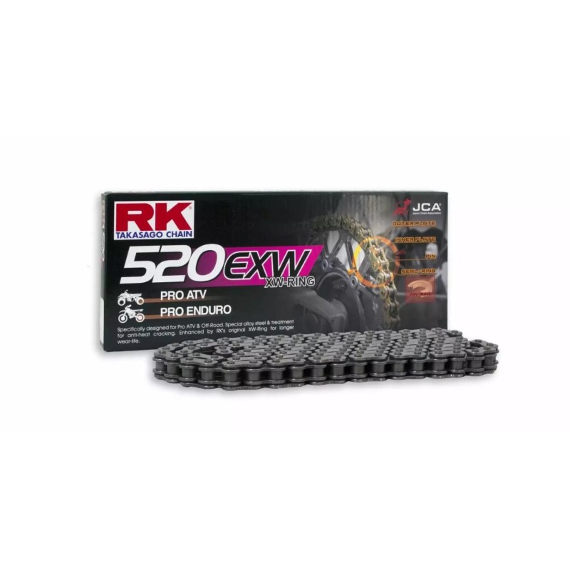 RK ŁAŃCUCH NAPĘDOWY 520EXW-128 (XW-RING) ZAKUWKA (CLF) W ZESTAWIE KOLOR STANDARD (POJEMNOŚĆ: DO 750 CCM) (34,3 KN)