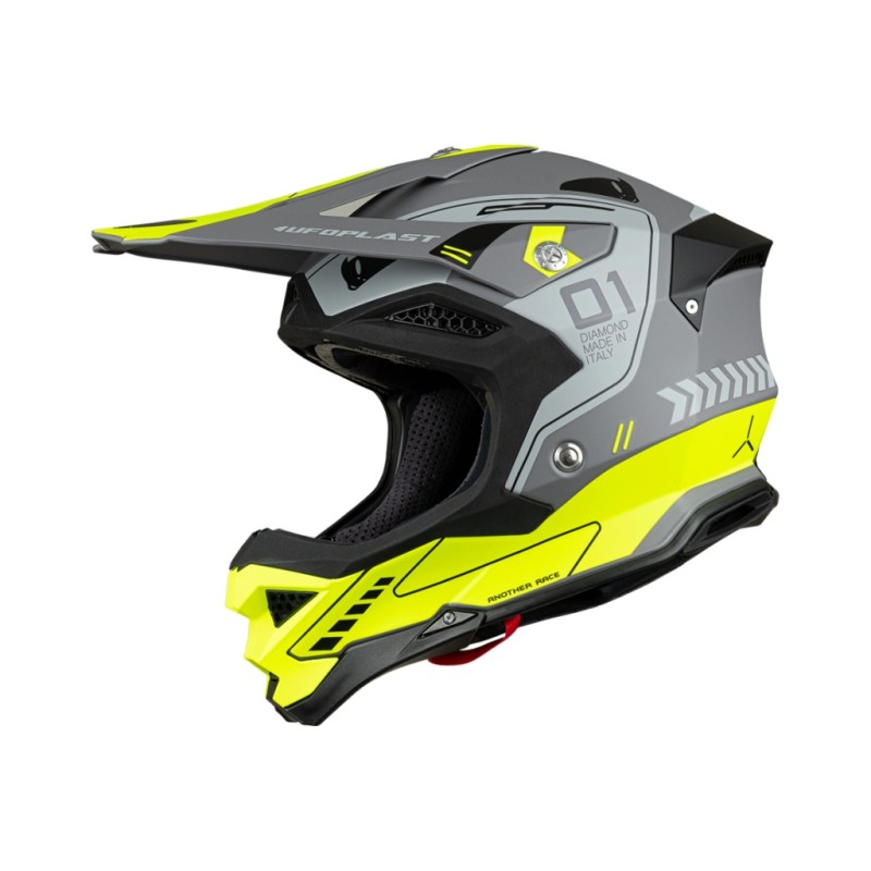 Kask UFO Diamond Cross Carbon Fiber szary/żółty neon rozmiar M - wyprzedaż