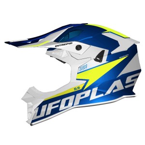 Kask UFO Intrepid Cross Niebieski/Biały/Żółty Fluor Rozmiar S - Kolekcja 2024