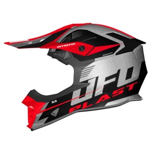 Kask UFO Intrepid Cross czarny/srebrny/czerwony fluo rozmiar S - kolekcja 2024