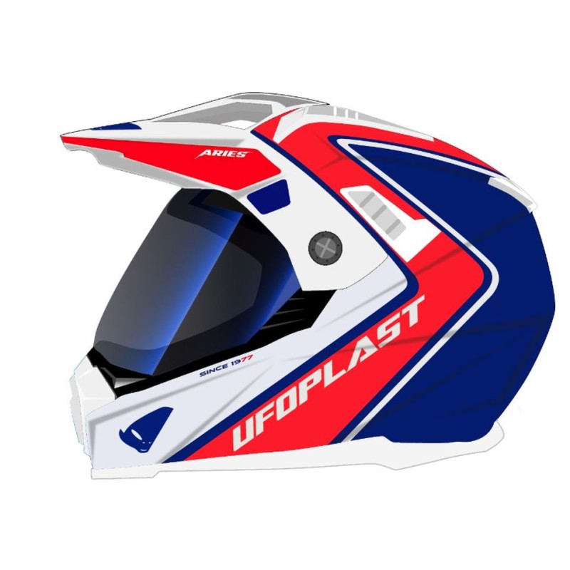 UFO KASK ARIES OFFROAD / DUAL / TOURER / CROSSOVER - biały/czerwony/niebieski