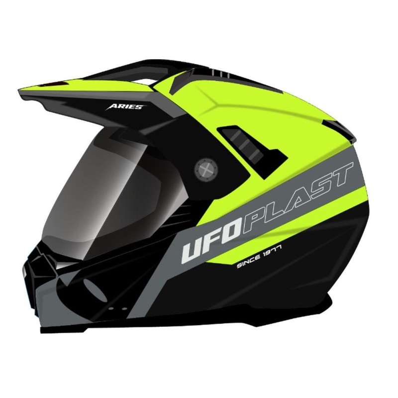 UFO KASK ARIES OFFROAD / DUAL / TOURER / CROSSOVER - KOLOR CZARNY/SZARY/ŻÓŁTY FLUO ROZ