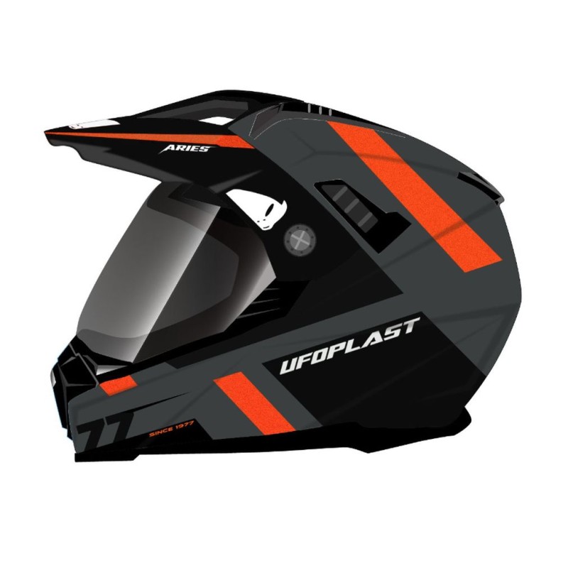 UFO KASK ARIES OFFROAD / DUAL / TOURER / CROSSOVER - Kolor czarny/szary/czerwony fluo