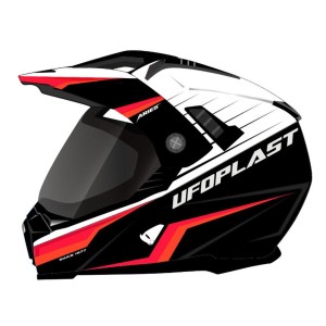 UFO KASK ARIES OFFROAD / DUAL / TOURER / CROSSOVER - kolor czarny/biały/czerwony fluo