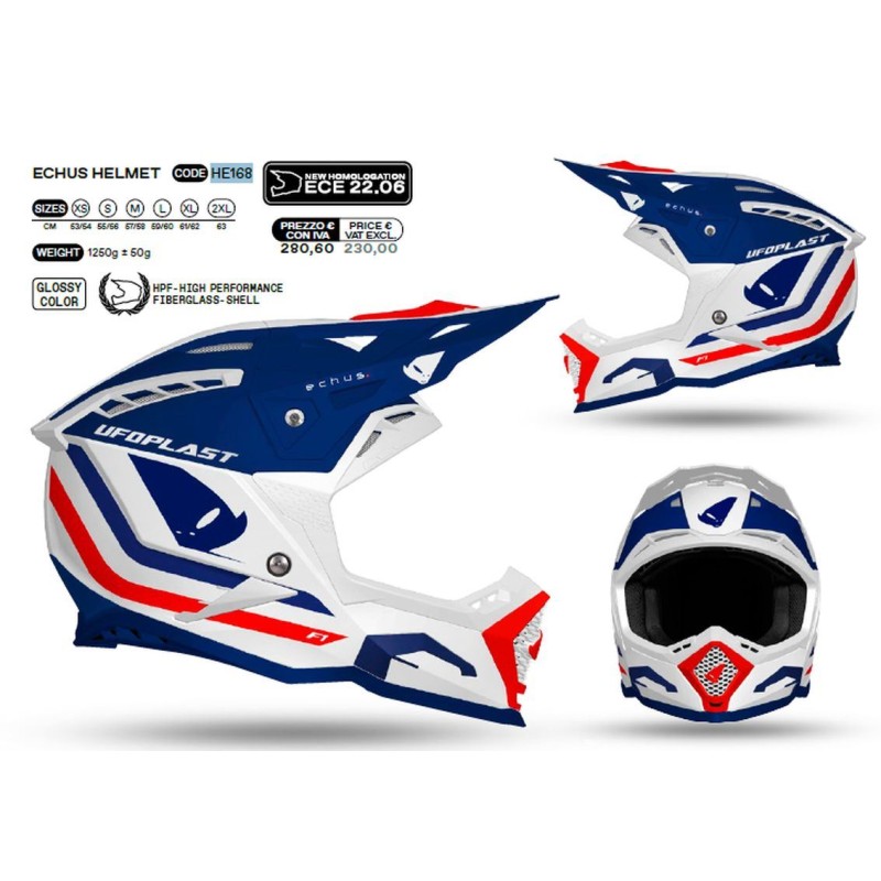 UFO KASK ECHUS CROSS NIEBIESKI/BIAŁY/POMARAŃCZOWY ROZMIAR L - KOLEKCJA 2024