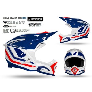 Kask UFO Echus Cross Niebieski/Biały/Pomarańczowy Rozmiar M - Kolekcja 2024