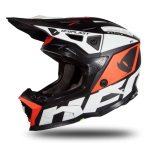 Kask UFO Echus Cross czarno-biało-pomarańczowy fluo rozmiar S - Kolekcja 2024