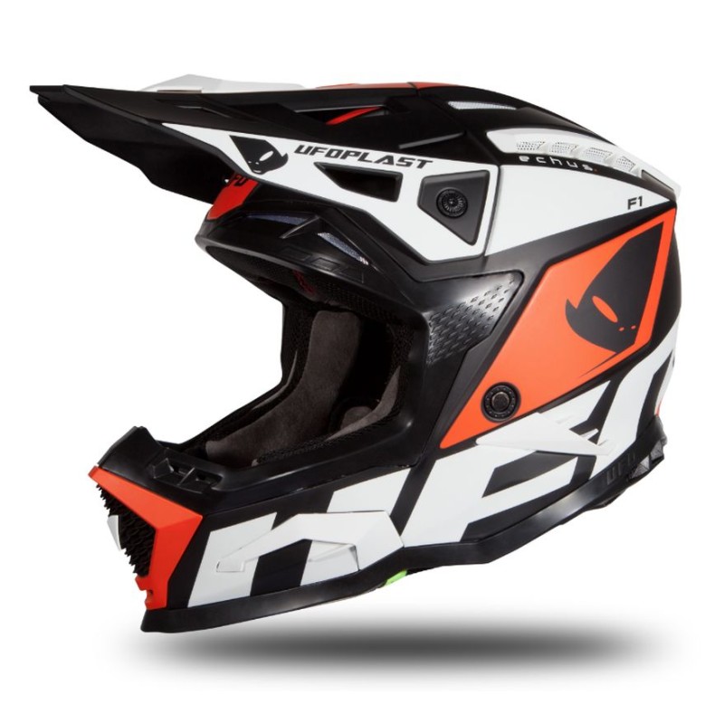 Kask UFO Echus Cross czarno-biało-pomarańczowy fluo rozmiar S - Kolekcja 2024