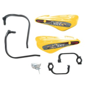 Osłony rąk z mocowaniem aluminiowym - 22+28mm - 2 punktowe mocowanie - Alu-Czarny, Plastik-Żółty