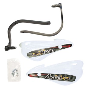 Osłony rąk z mocowaniem aluminiowym ATV - Accel (22+28mm) - Alu-Czarny, Plastik-Biały