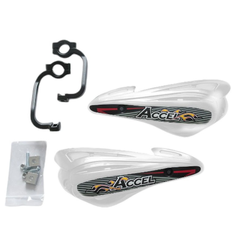 Osłony rąk ACCEL z mocowaniem aluminiowym MX (22+28mm) - czarno-białe