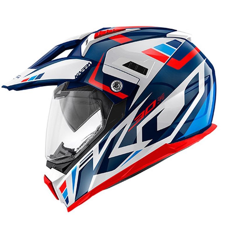 Kask Kappa KV30 EVO Grayer Dual Off Road - Biały/Niebieski/Czerwony - Rozmiar XS/54