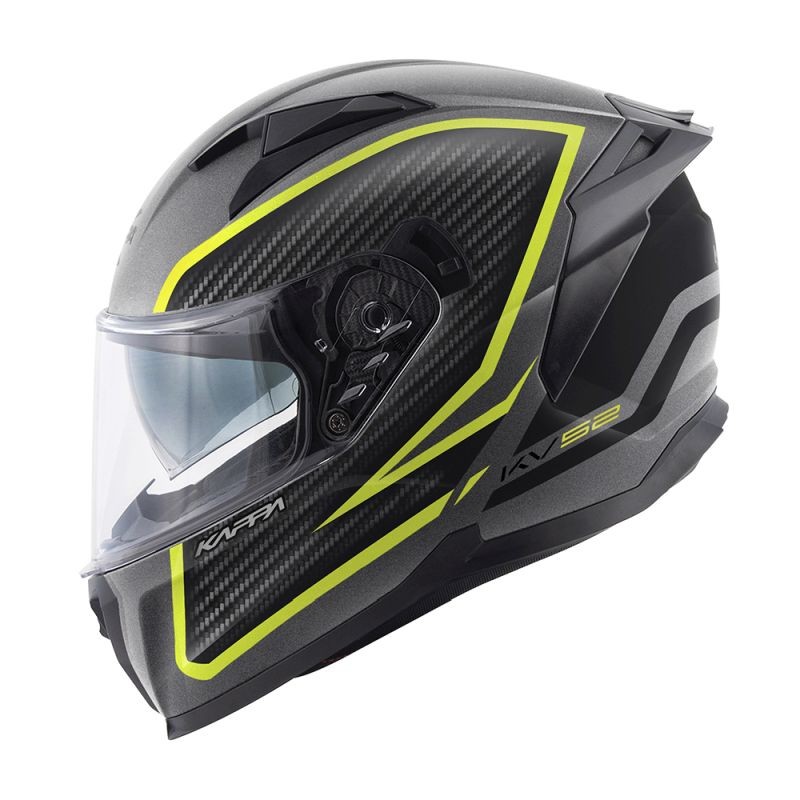 Kask Kappa KV52 Kronos - tytanowy czarno-żółty fluo mat carbon look, rozmiar 56/S