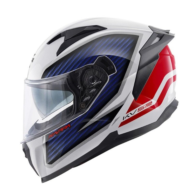 Kask Kappa KV52 Kronos Integralny Biały Czerwony Niebieski Carbon Look Rozmiar 56/S