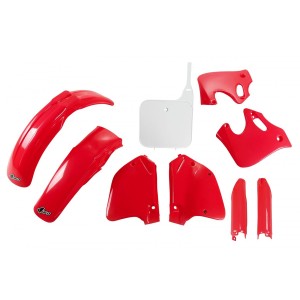 Komplet plastików UFO z osłonami teleskopów do Honda CR 125 '93-'94, CR 250 '92-'94 - kolor OEM (czerwony)