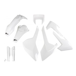 UFO KOMPLET PLASTIKÓW Z OSŁONAMI TELESKOPÓW HUSQVARNA TX/TE/FE '17-'19 BIAŁY
