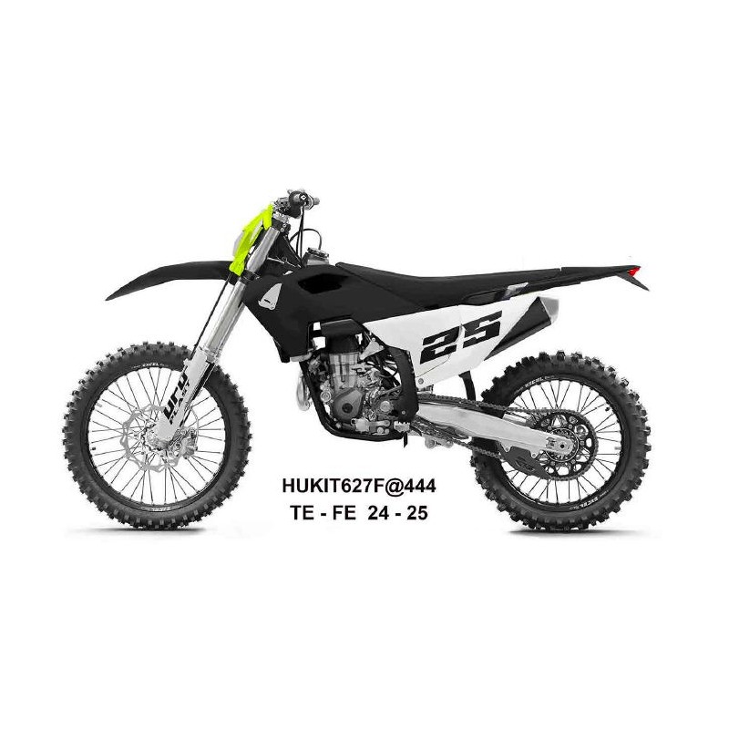 UFO 2025/11 KOMPLET PLASTIKÓW Z OSŁONAMI TELESKOPÓW HONDA CRF 250 R / 450 R '25-, CZARNY / BIAŁY