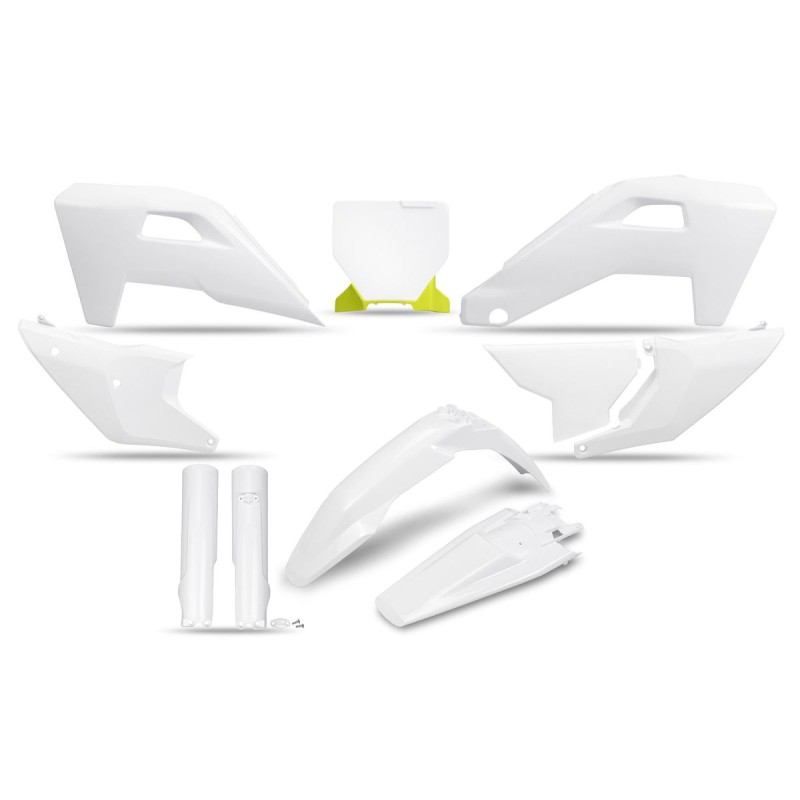 UFO KOMPLET PLASTIKÓW Z OSŁONAMI TELESKOPÓW HUSQVARNA TC 125 / 150 / 250 / 300 '25-'26, TX 300 '25