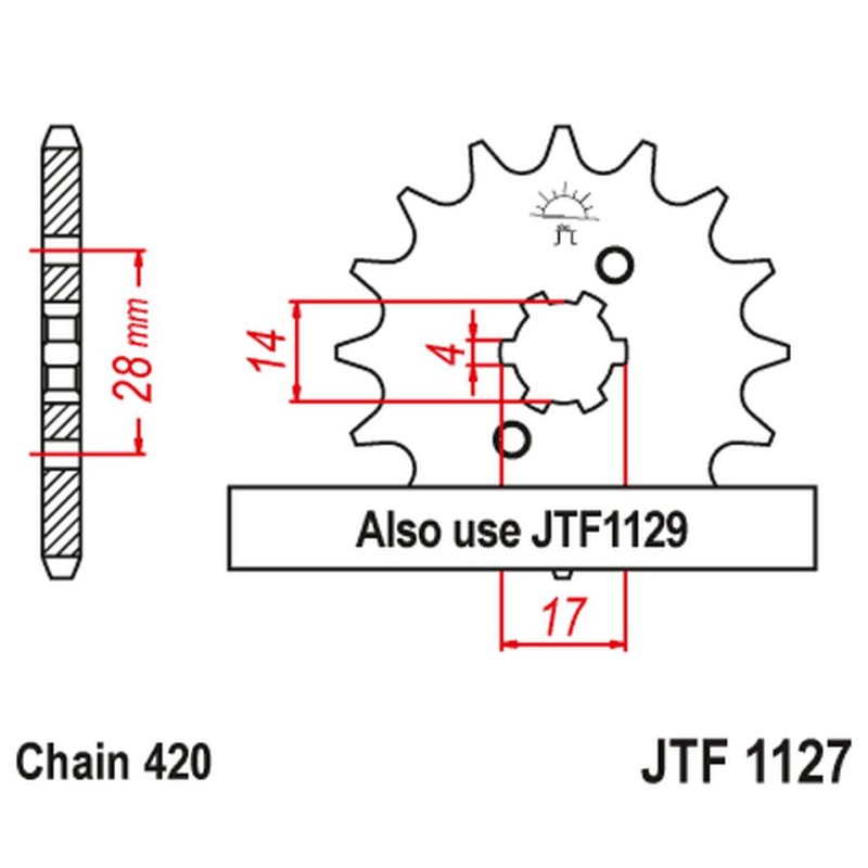 Zębatka przednia 2107 12 do Derbi GPR/Senda 50, Gilera GP 50, Zulu 50 (łańcuch 420)
