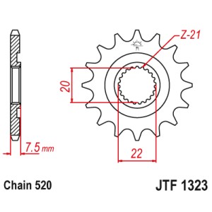 JT ZĘBATKA PRZEDNIA 2120 13 HONDA CR 125R '04-'07, CRF 250R/X '04-'17 - Łańcuch 520