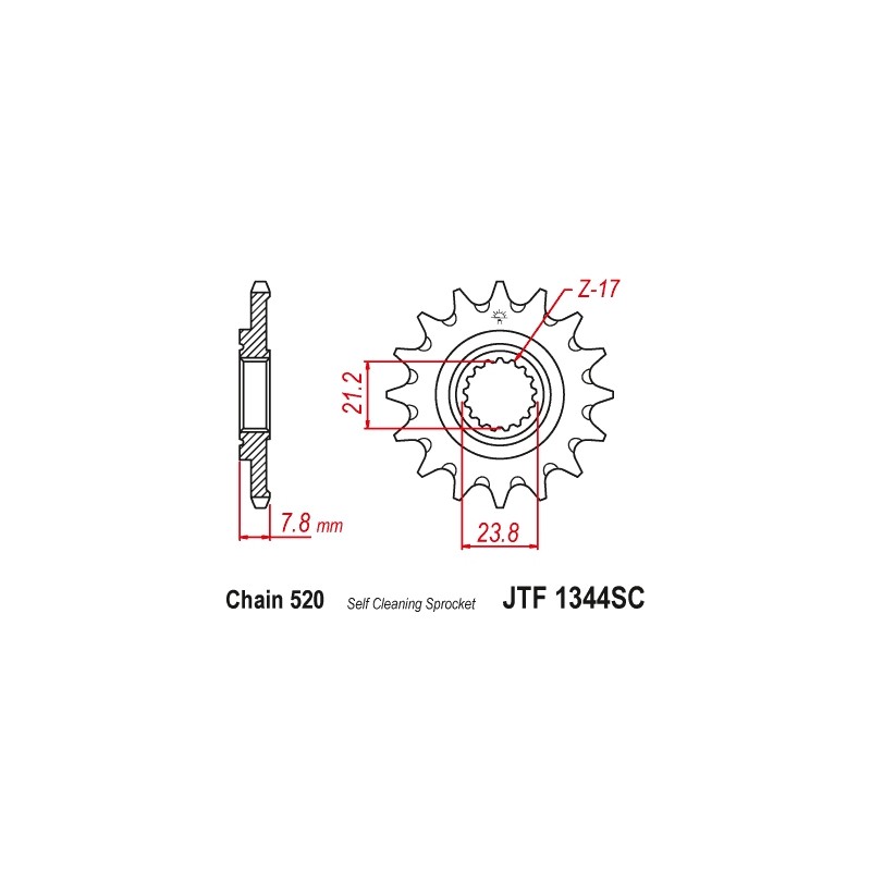 Zębatka przednia 2320 14 do HONDA CRF 250R 18-19 - samoczyszczająca (232014JTSC)