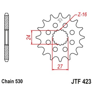 JT ZĘBATKA PRZEDNIA 2190 17 Z GUMĄ SUZUKI GSXR 1000 '09-'16, HAYABUSA '08-'23, B-KING '08-'12