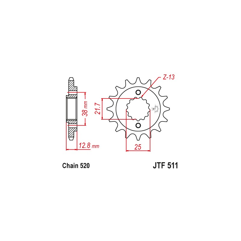 Zębatka przednia 511 15 z gumą Kawasaki KLR 650 '90-'14 (51115JTRB)