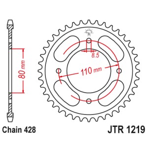JT ZĘBATKA TYLNA 4597 41 HONDA CBF 125 '21-'23 (ŁAŃC. 428) - Sklep Motoryzacyjny