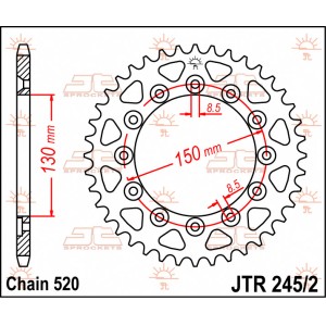 Zębatka tylna 245 41 Honda XL 600 LM '85-'88 (24541JT) (Łańc. 520)