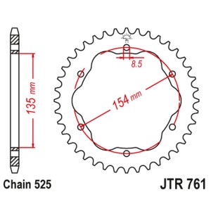 JT ZĘBATKA TYLNA 4522 39 DUCATI MONSTER 1200/S '14-20, PANIGALE 1103 '18, PANIGALE 1199/1299 '12-19, DIAVEL 1198 '11-18