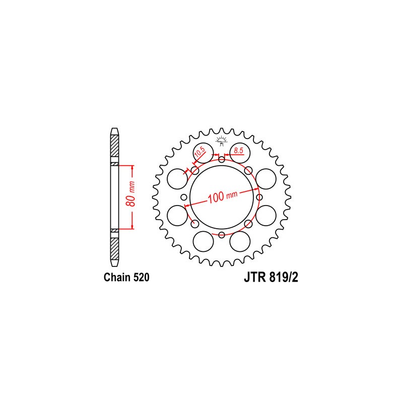 JT ZĘBATKA TYLNA 819 41 SUZUKI GZ 250 MARAUDER (99-10), GN 250 (82-99)