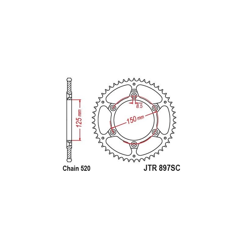JT ZĘBATKA TYLNA KTM EXC-F (EXCF) 350 / SIX DAYS '24, SMR 450 '23-'24, 690 R ENDURO '19-'24, HUSQVARNA 701 ENDURO '17-'24