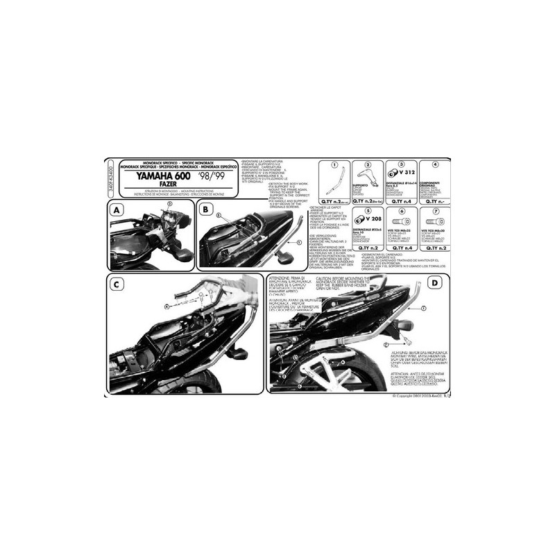 Stelaż kufru centralnego Yamaha FZS 600 Fazer (98-03) - Sklep motocyklowy