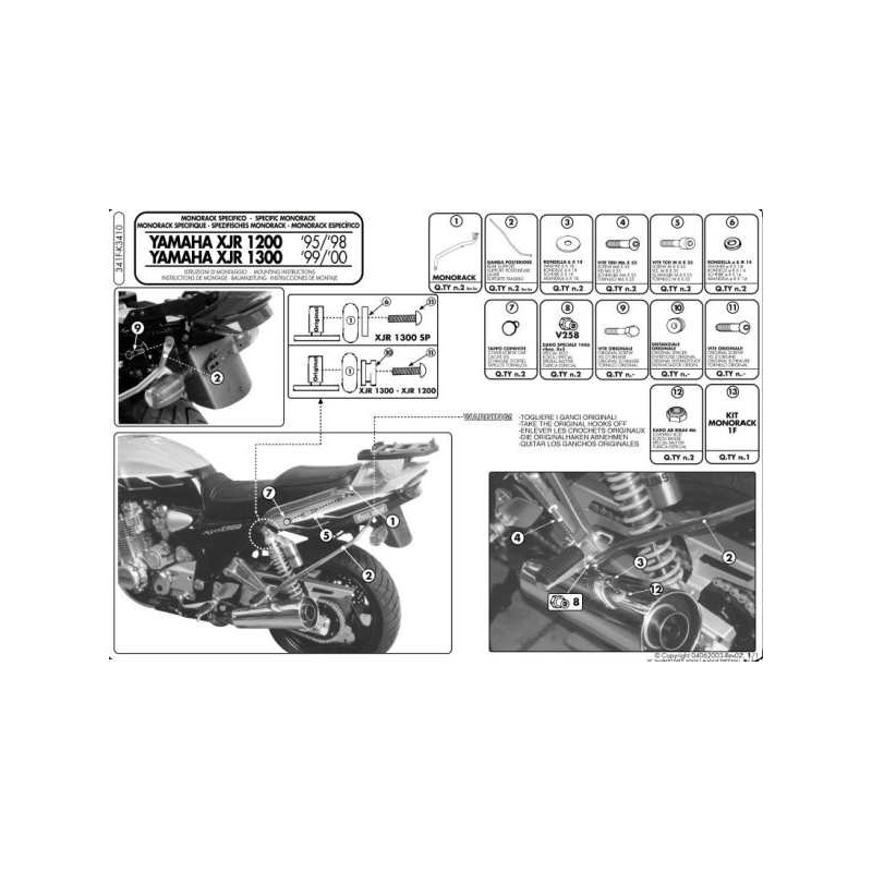 Stelaż kufrów centralnych Yamaha XJR 1200 (95-98), XJR 1300 (98-02)