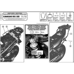 Kappa stelaż kufru centralnego Kawasaki ER5 500 (01-07) bez płyty