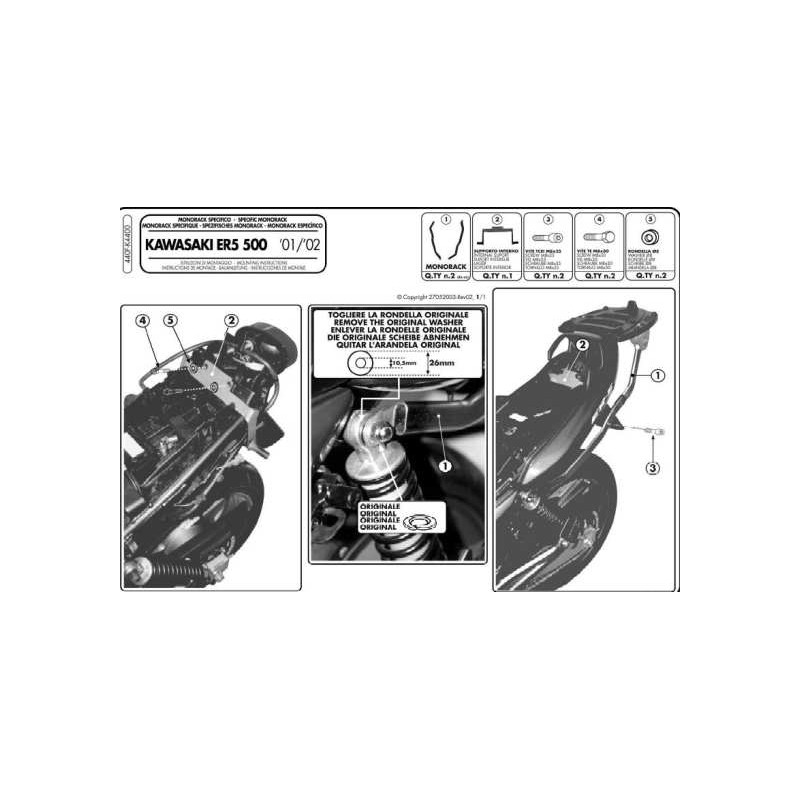 Kappa stelaż kufru centralnego Kawasaki ER5 500 (01-07) bez płyty