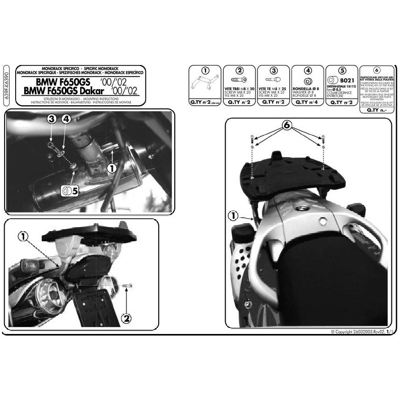 Stelaż kufrów centralnych do BMW F 650GS (00-03) i F 650GS Dakar (00-03)