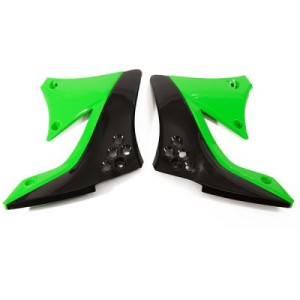 Osłona chłodnicy Kawasaki KXF 450 '09-'11 czarno-zielona - OEM kolor