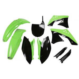 UFO Komplet Plastików z Osłonami Teleskopów Kawasaki KXF 250 '09-'12 Zielony/Czarny
