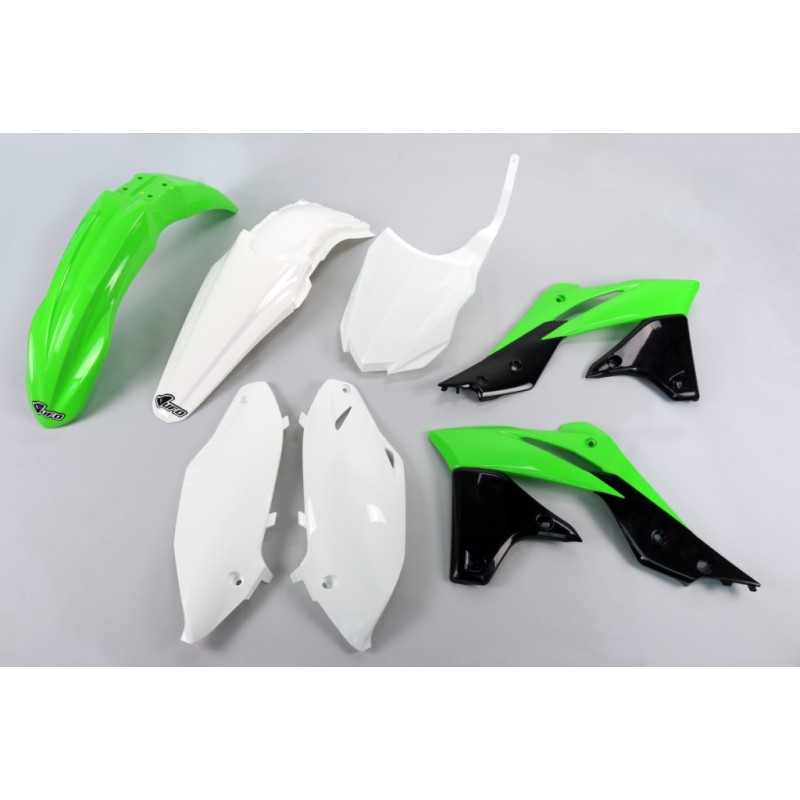 UFO Komplet Plastików Kawasaki KXF 250 '13-'16 Kolor OEM '14-'15 Zielony/Biały/Czarny