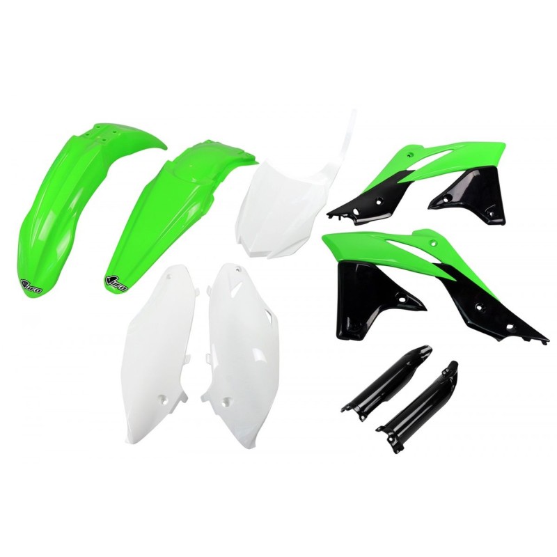 Komplet plastików UFO Kawasaki KXF 250 '13-'16 - z osłonami teleskopów OEM'16