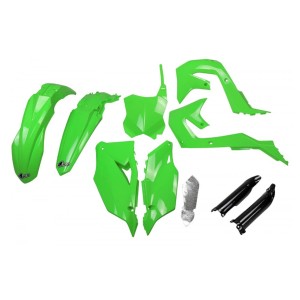UFO Komplet plastików z osłonami teleskopów Kawasaki KXF 250 '21-24, KXF 450 '19-23 Zielony