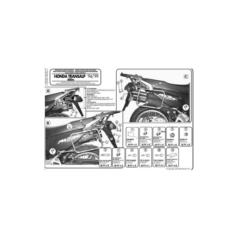 Stelaż kufrów bocznych Kappa do Honda XL 600V Transalp `94-99