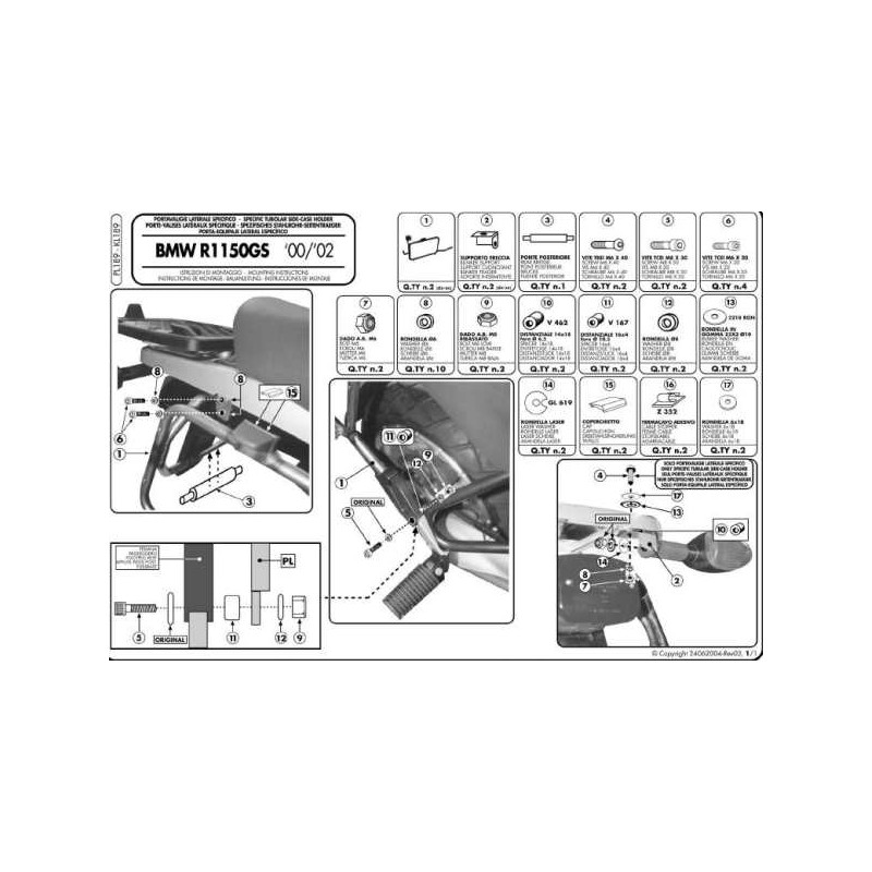 Stelaż kufrów bocznych Kappa do BMW R 1100GS, R 1150GS, R 850GS - również pod kufru Monokey Retro-F