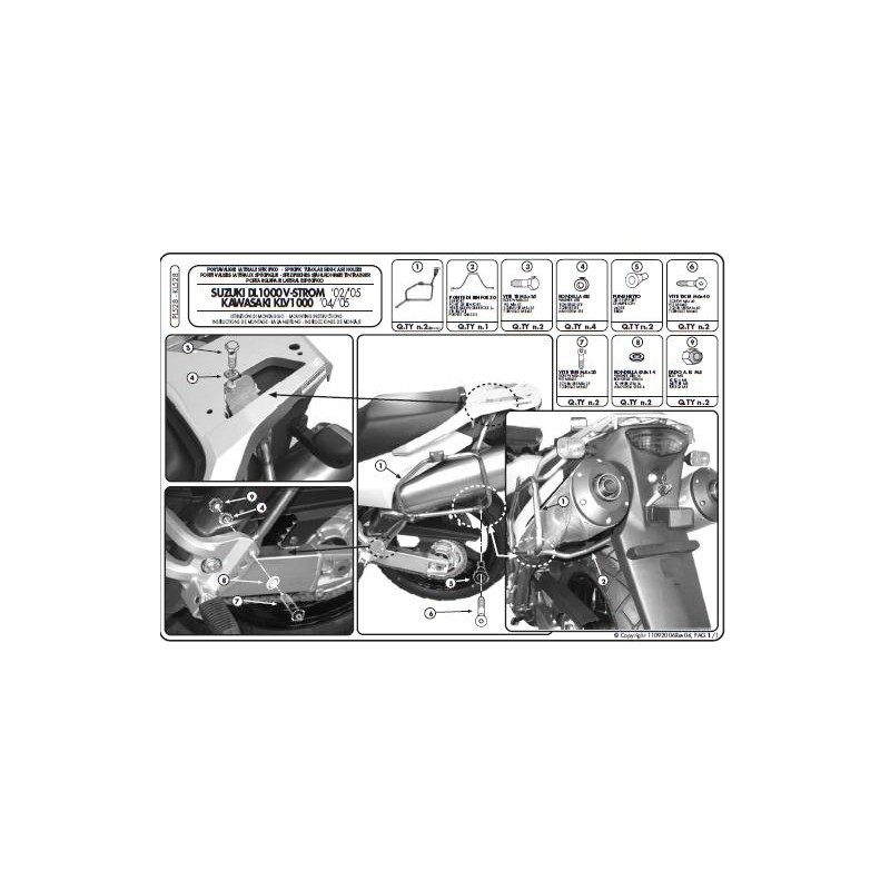 Stelaż kufrów bocznych Kappa do Suzuki DL 1000 V-Strom i Kawasaki KLV 1000