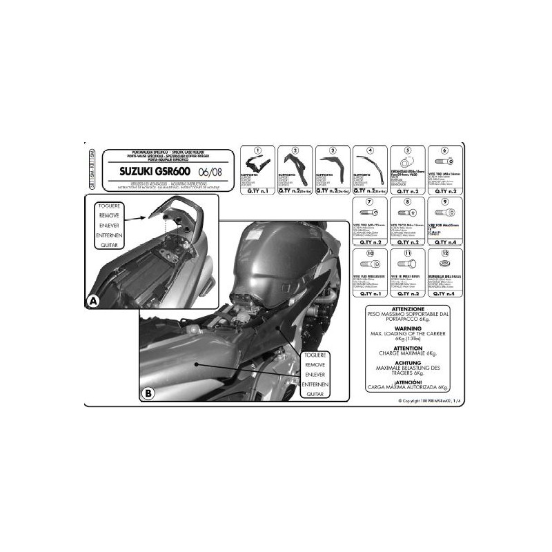 Kappa Stelaż Kufru Centralnego Suzuki GSR 600 (06-11) - Sklep Motocyklowy