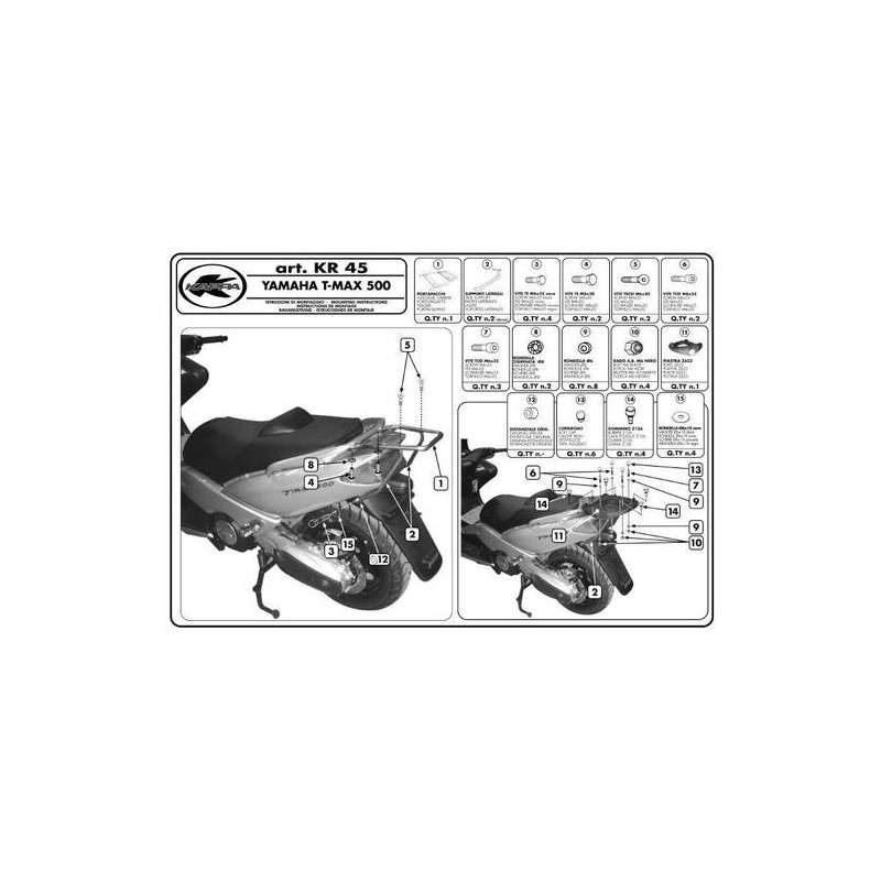 Stelaż kufra centralnego Yamaha T-Max 500 (01-07) z płytą Monokey